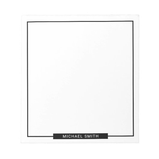 Blanco zwart en wit met aangepaste naam notitieblok (Voorkant)