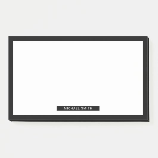 Blanco zwart en wit met aangepaste naam post-it® notes (Voorkant)
