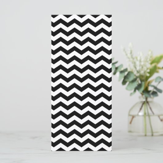 Blanco zwart en witte zigzag Invite (Staand voorkant)