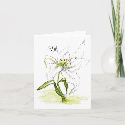 Blanded notecard floral watercolor Lilly Bedankkaart (Voorkant)