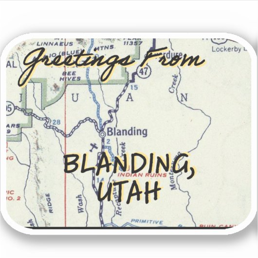 Blanding Utah Vintage Sticker (Voorkant)