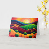 Blank Art Greeting Card, origineel art sunset Kaart (Gele Bloem)