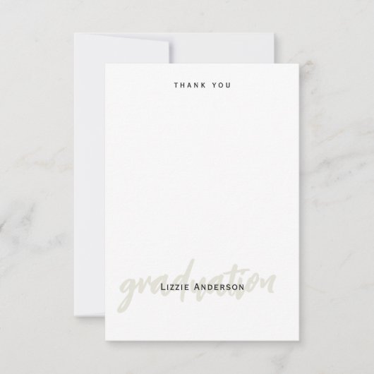 Blank B/W Eenvoudig gepersonaliseerd Afstuderen Da Bedankkaart (Voorkant)