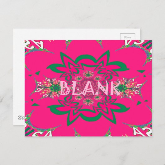 Blank Baby Levendig Roze Bloemen Paarse Schaduw Mo Briefkaart (Voorkant / Achterkant)