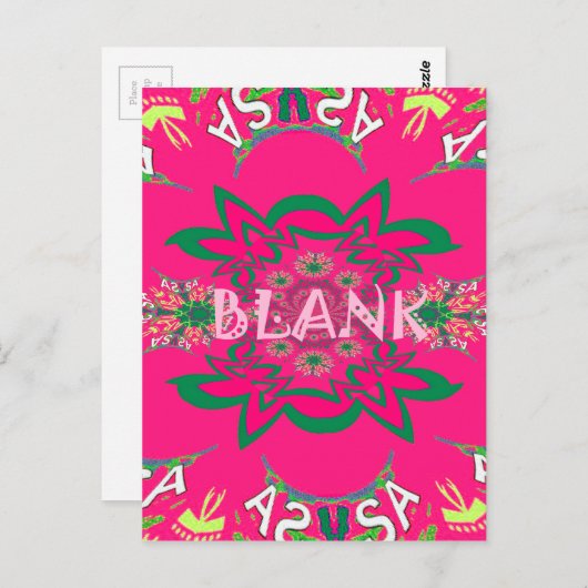 Blank Baby Levendig Roze Bloemen Paarse Schaduw Mo Briefkaart (Voorkant / Achterkant)