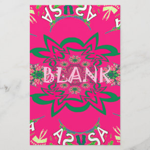 Blank Baby Levendig Roze Bloemen Paarse Schaduw Mo Briefpapier
