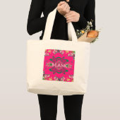 Blank Baby Levendig Roze Bloemen Paarse Schaduw Mo Grote Tote Bag (Voorkant (product))