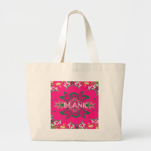 Blank Baby Levendig Roze Bloemen Paarse Schaduw Mo Grote Tote Bag (Voorkant)