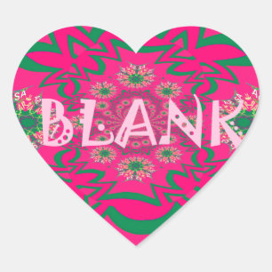 Blank Baby Levendig Roze Bloemen Paarse Schaduw Mo Hart Sticker
