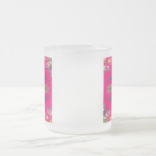 Blank Baby Levendig Roze Bloemen Paarse Schaduw Mo Matglas Koffiemok (Center)