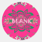 Blank Baby Levendig Roze Bloemen Paarse Schaduw Mo Ronde Sticker (Voorkant)