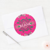 Blank Baby Levendig Roze Bloemen Paarse Schaduw Mo Ronde Sticker (Envelop)