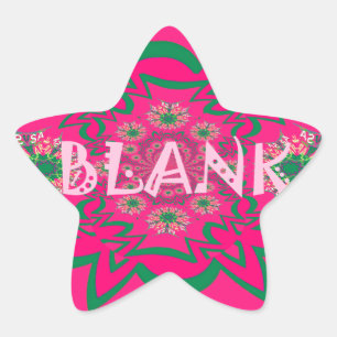 Blank Baby Levendig Roze Bloemen Paarse Schaduw Mo Ster Sticker