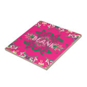 Blank Baby Levendig Roze Bloemen Paarse Schaduw Mo Tegeltje (Zijkant)