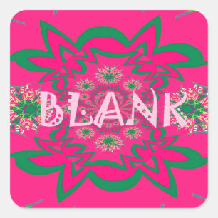 Blank Baby Levendig Roze Bloemen Paarse Schaduw Mo Vierkante Sticker