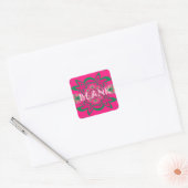 Blank Baby Levendig Roze Bloemen Paarse Schaduw Mo Vierkante Sticker (Envelop)