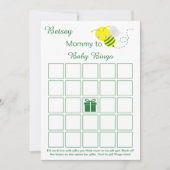 Blank Baby shower Bingo Kaarten met Bumblebee (Voorkant)
