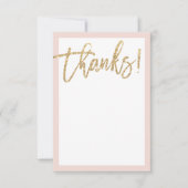 BLANK BEDANKT gouden glitterscript roze blos (Voorkant)