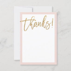 BLANK BEDANKT gouden glitterscript roze blos
