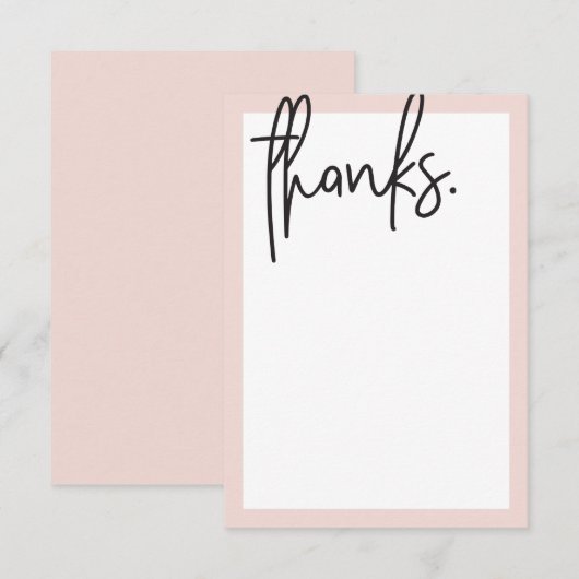 BLANK BEDANKT modern lettertype zwart blozend roze (Voorkant / Achterkant)