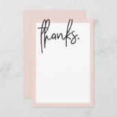 BLANK BEDANKT Moderne geletterde zwarte blush roze (Voorkant / Achterkant)