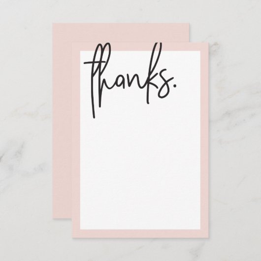 BLANK BEDANKT Moderne geletterde zwarte blush roze (Voorkant / Achterkant)