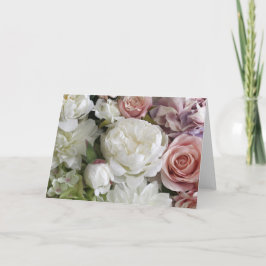 Blank Binnen Bloemen Roze Elegant Gevouwen Notitiekaartje