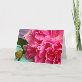 Blank Binnen  Roze Bloemen Elegant Gevouwen Notitiekaartje