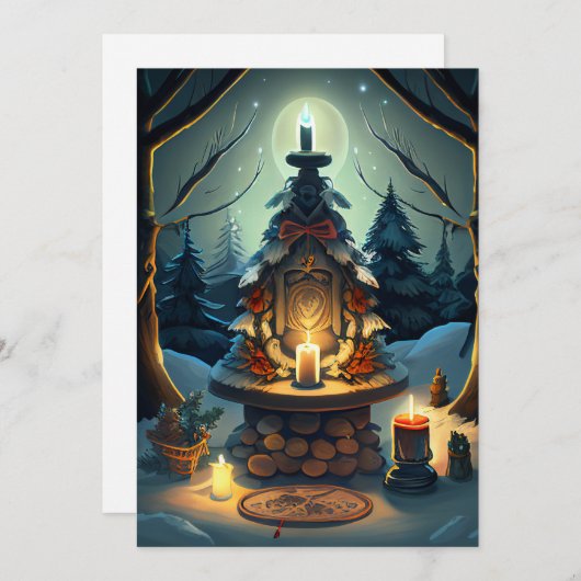 (Blank binnen) Yuletide Altar Card Feestdagenkaart (Voorkant / Achterkant)
