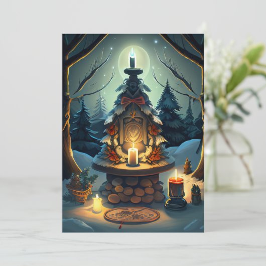 (Blank binnen) Yuletide Altar Card Feestdagenkaart (Staand voorkant)
