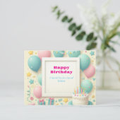"Blank Birthday Lijst Briefkaart – Kleurrijke Ball (Staand voorkant)