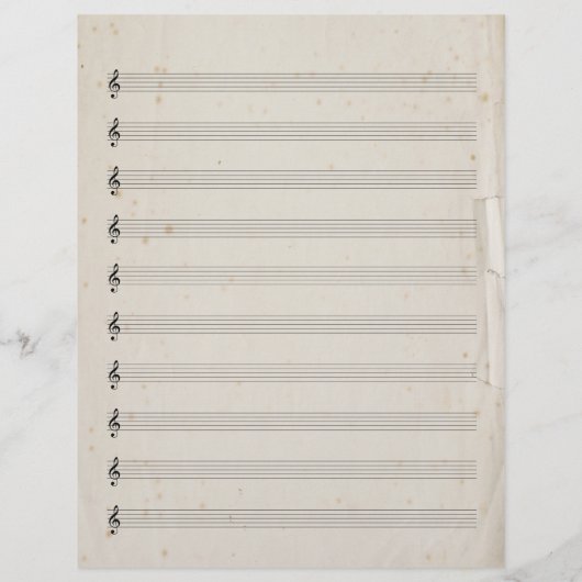 Blank Bladmuziek 10 Stave Antiek gescheurd papier (Achterkant)