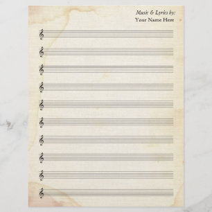 Blank Bladmuziek 10 Stave Oud Gebrandschilderd Pap