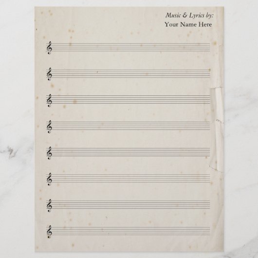 Blank Bladmuziek 8 Stave Antiek gescheurd papier (Voorkant)