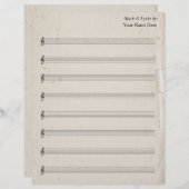 Blank Bladmuziek 8 Stave Antiek gescheurd papier (Voorkant / Achterkant)