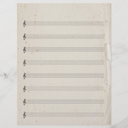 Blank Bladmuziek 8 Stave Antiek gescheurd papier (Achterkant)