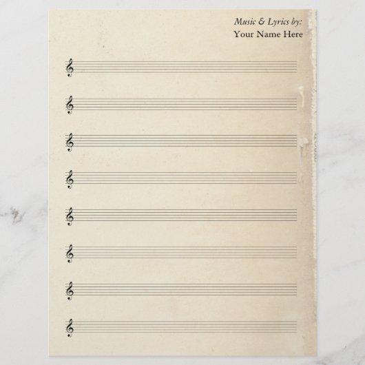 Blank Bladmuziek 8 Stave  Oude Boekenpagina (Voorkant)