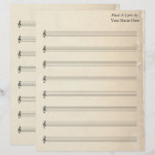 Blank Bladmuziek 8 Stave  Oude Boekenpagina (Voorkant / Achterkant)