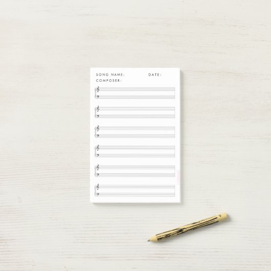 Blank Bladmuziek Post-it® Notes (Op bureau)