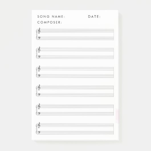 Blank Bladmuziek Post-it® Notes (Voorkant)