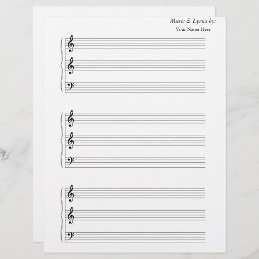 Blank Bladmuziek Trompet Trombone 2 G's 1 F met (Voorkant / Achterkant)