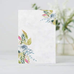 Blank Blauw aquarel bloemachtige bruiloft  Kaart