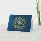 Blank Blauw & Goud Mandala Kerst Kaart (Achterkant)