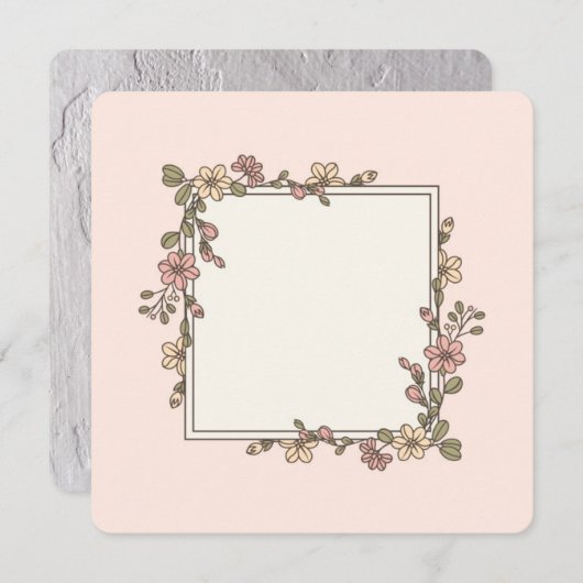 Blank Bloemen Lijst Uitnodiging of Wenskaart (Voorkant / Achterkant)