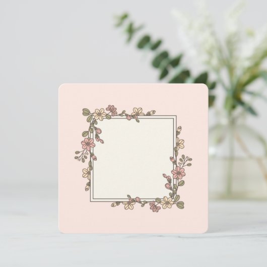 Blank Bloemen Lijst Uitnodiging of Wenskaart (Staand voorkant)