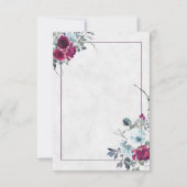 Blank Bourgogne en blauw waterverf florale bruilof Kaart (Voorkant)