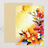 Blank Bright waterverf bloemenbruiloft Kaart (Voorkant / Achterkant)