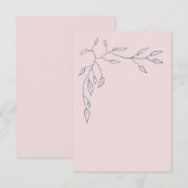 Blank bruiloft Dank Kaart roze / Navy bladeren (Voorkant / Achterkant)