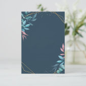 Blank budget blauw en roze botanische bruiloft kaart (Staand voorkant)