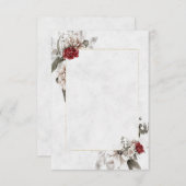 Blank budget floreren rood en mist bruiloft kaart (Voorkant / Achterkant)